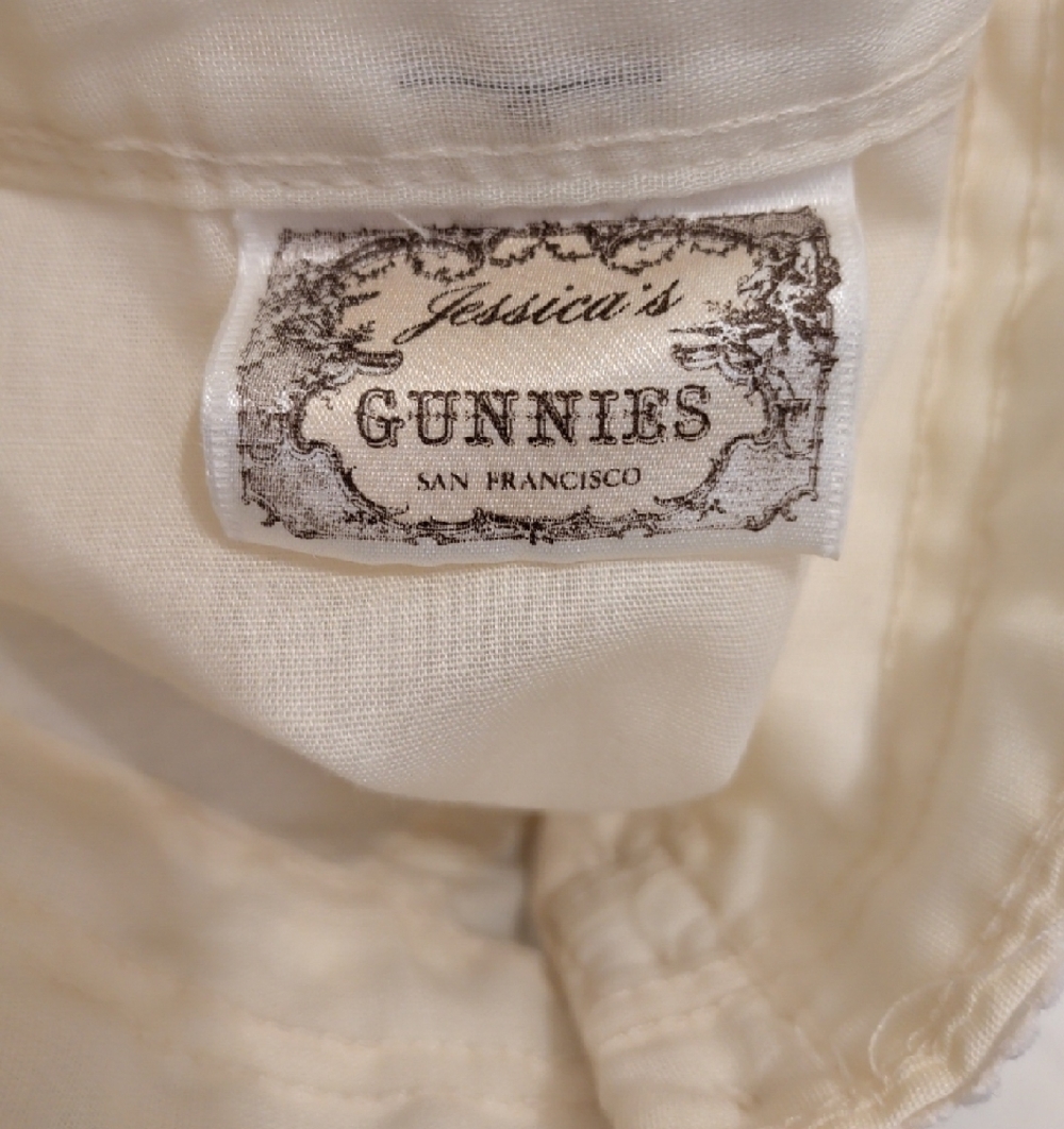 Gunne Sax Vintage Lace-Trim Ruffle High-Neck Shell Top - Cream Sleeveless - Picture 6 of 7